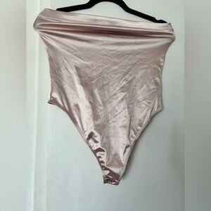 Strapless Satin Bodysuit in Pink